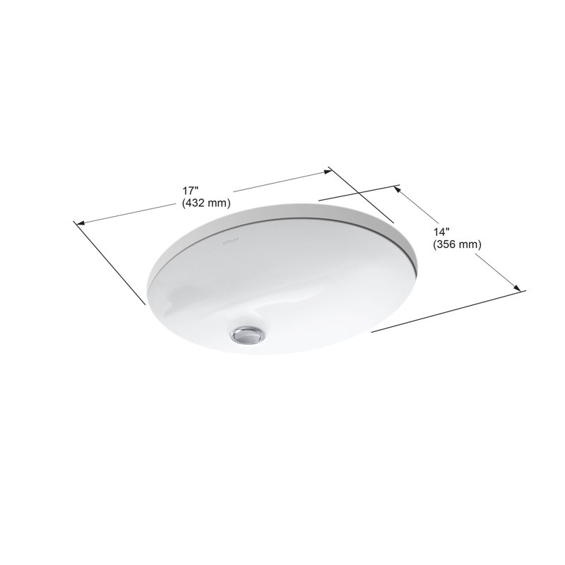 K22090,96,95 Kohler Caxton® Ceramic Oval Undermount Bathroom Sink